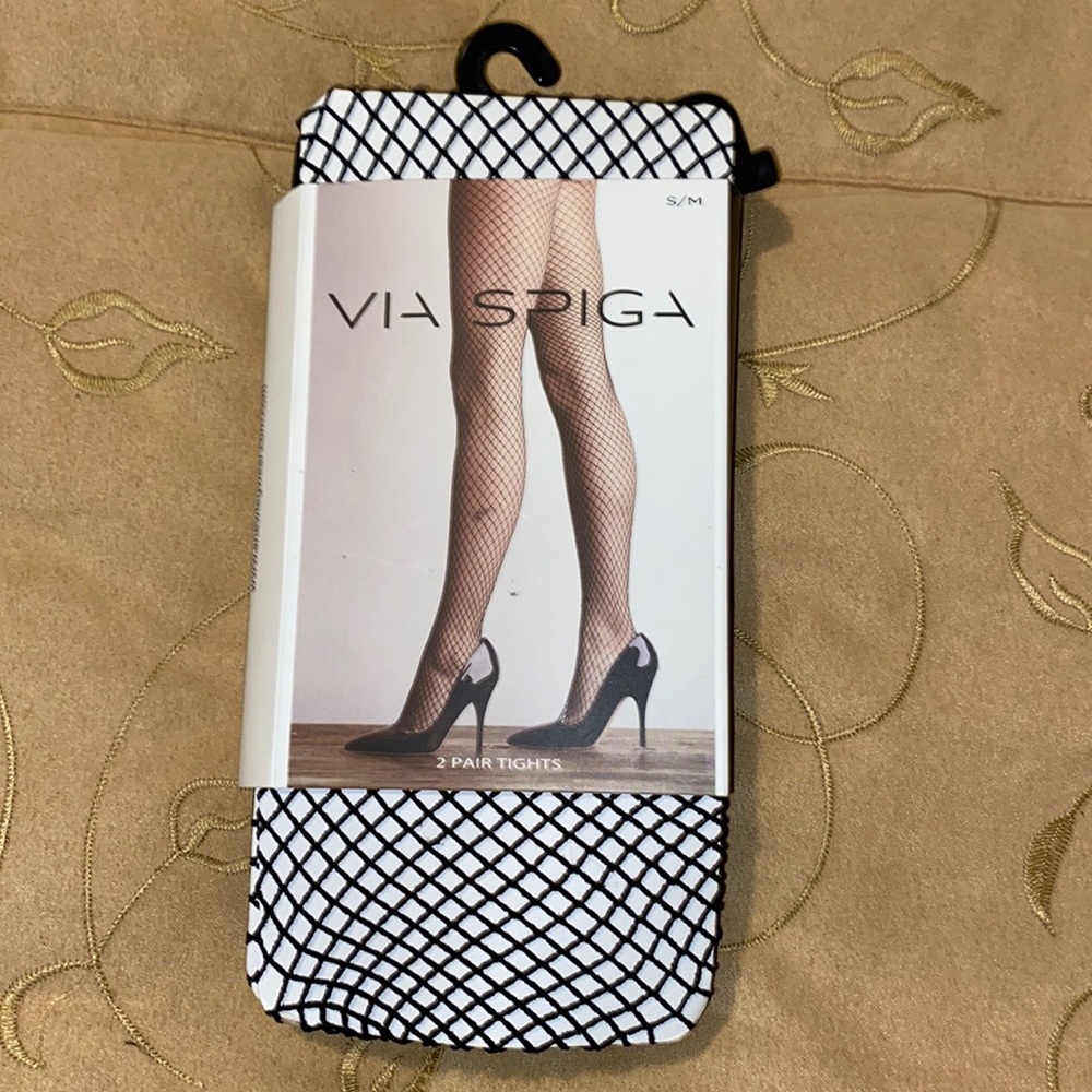 ♠️NWT Via Spiga Fishnet & Opaque Stockings - Set of Two